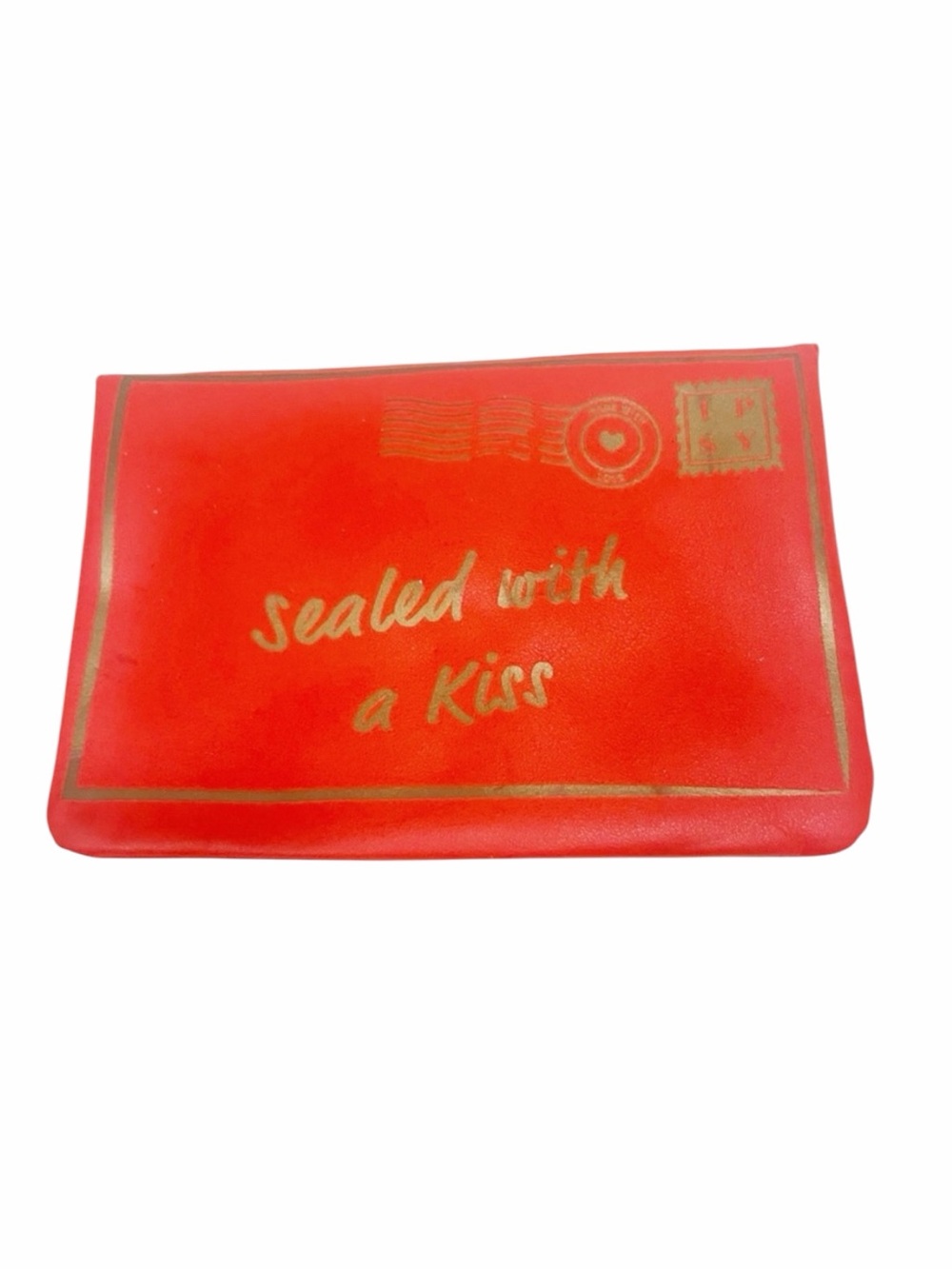 New Unused Ipsy “Sealed with a Kiss” Makeup Bag-Red/Gold-5x7-Flap Closure